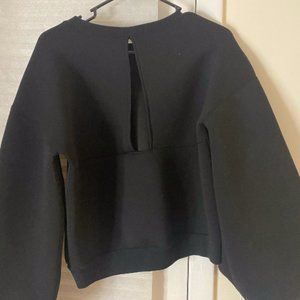 Black Wide Arm Sweater with Open Back